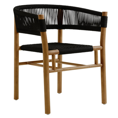 Vienna Outdoor Patio Teak and Rope Curved-Back Dining Armchairs Set of 2 in Natural Black by Modway (6811)