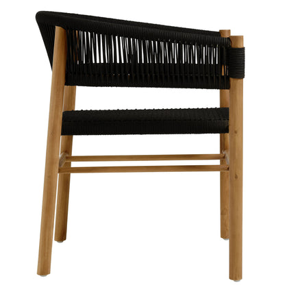 Vienna Outdoor Patio Teak and Rope Curved-Back Dining Armchairs Set of 2 in Natural Black by Modway (6811)