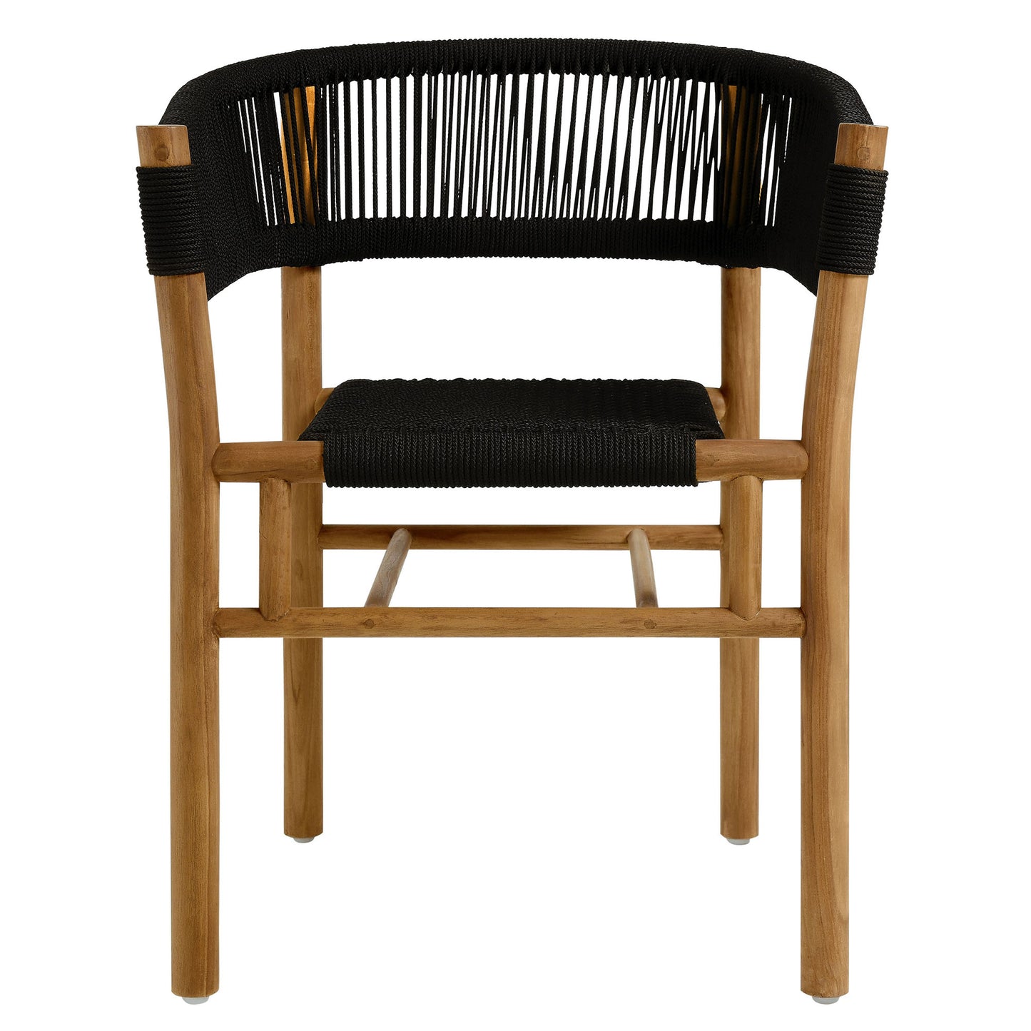 Vienna 7-Piece Outdoor Patio Teak and Rope Dining Set with Curved-Back Armchairs in Natural Black by Modway (6930)