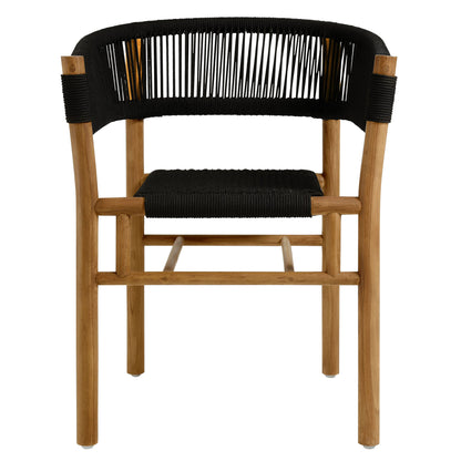 Vienna 5-Piece Outdoor Patio Teak and Rope Dining Set with Curved-Back Armchairs in Natural Black by Modway (6933)