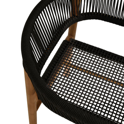 Vienna Outdoor Patio Teak and Rope Curved-Back Dining Armchairs Set of 2 in Natural Black by Modway (6811)