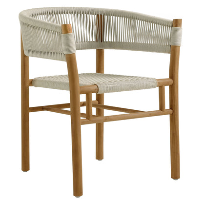 Vienna 7-Piece Outdoor Patio Teak and Rope Dining Set with Curved-Back Armchairs in Natural by Modway (6930)