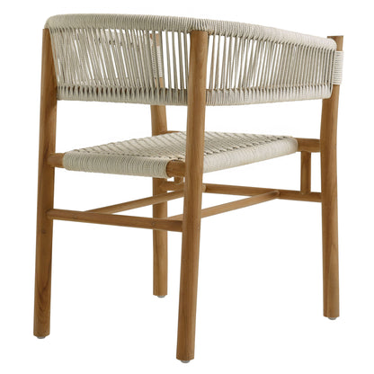 Vienna Outdoor Patio Teak and Rope Curved-Back Dining Armchairs Set of 2 in Natural by Modway (6811)