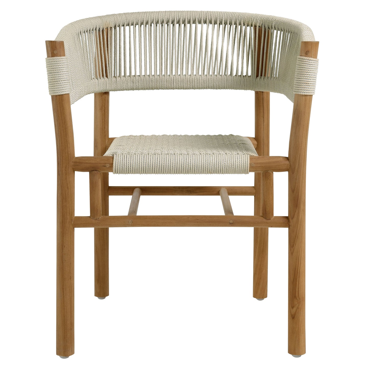 Vienna Outdoor Patio Teak and Rope Curved-Back Dining Armchairs Set of 2 in Natural by Modway (6811)