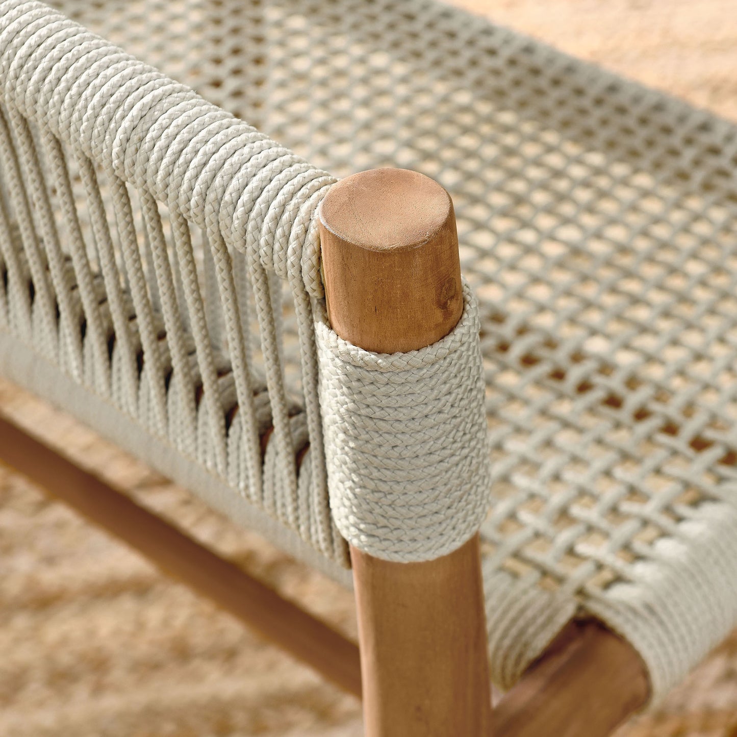 Vienna Outdoor Patio Teak and Rope Curved-Back Dining Armchairs Set of 2 in Natural by Modway (6811)