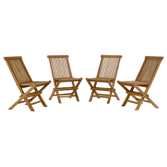 Vienna Outdoor Patio Teak Wood Folding Dining Chairs Set of 4 in Natural by Modway (6812)