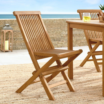 Vienna Outdoor Patio Teak Wood Folding Dining Chairs Set of 4 in Natural by Modway (6812)