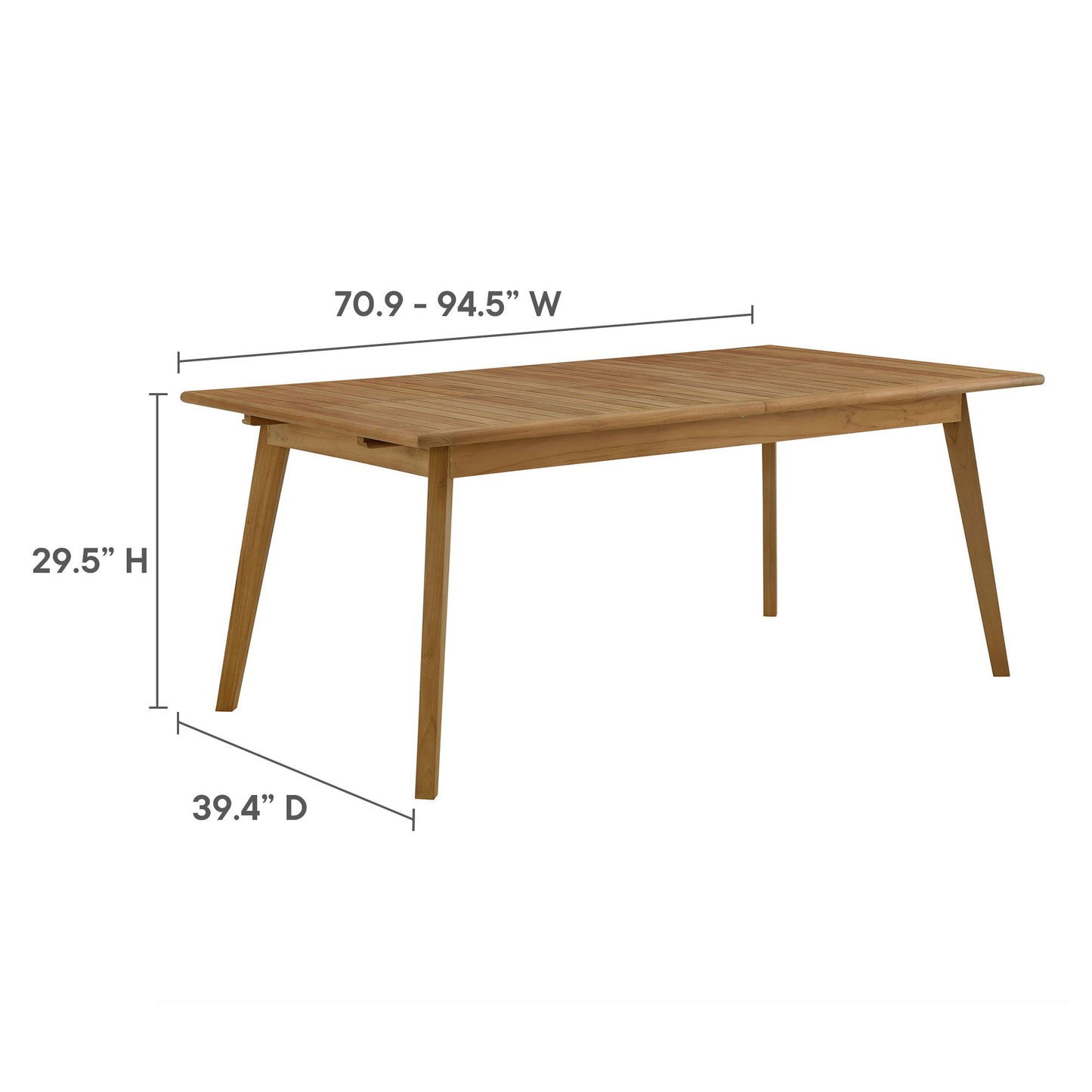 Vienna Outdoor Patio Teak Wood Extendable Dining Table in Natural by Modway (6813)