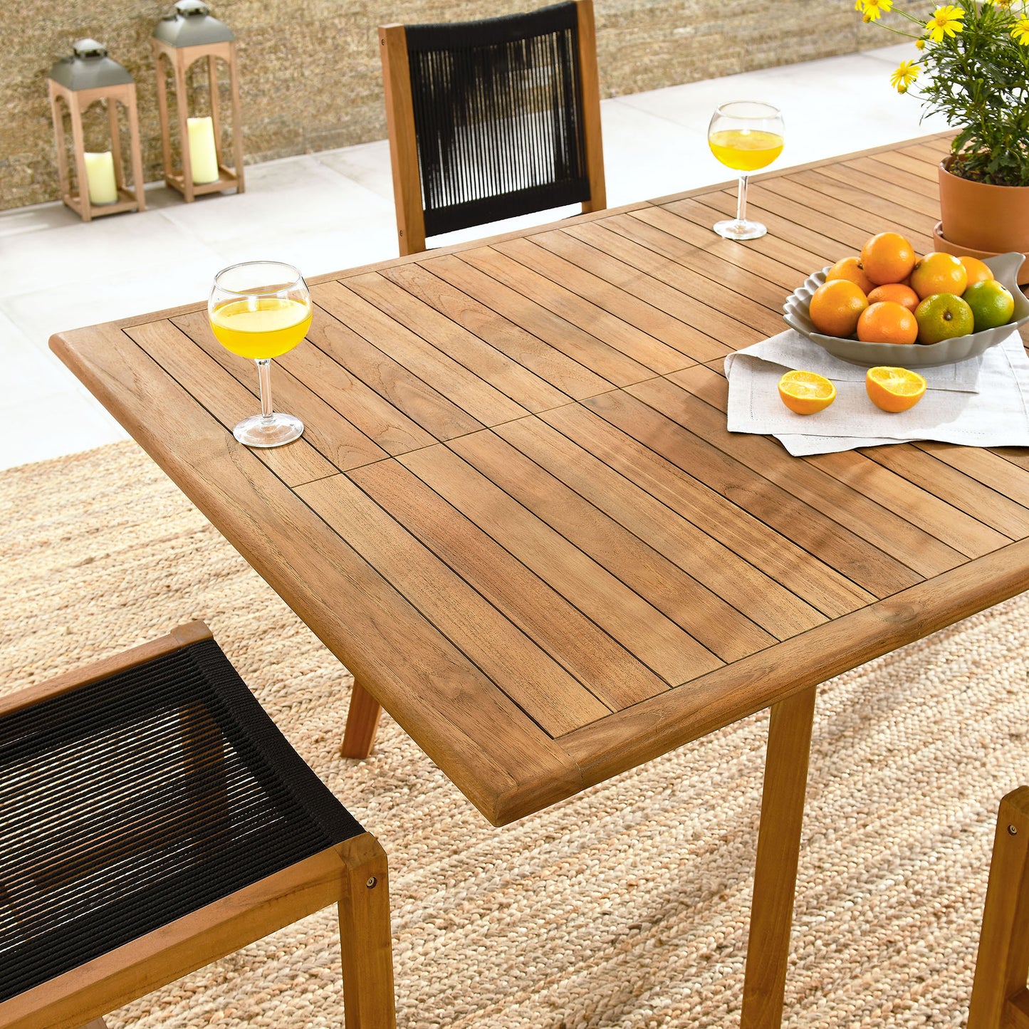 Vienna 7-Piece Outdoor Patio Teak and Rope Dining Set with Armless Chairs in Natural Black by Modway (6927)