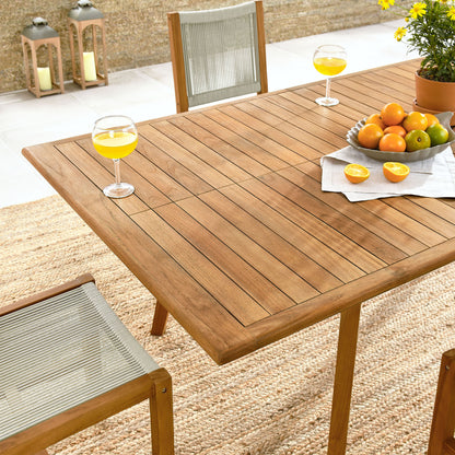 Vienna 7-Piece Outdoor Patio Teak and Rope Dining Set with Armless Chairs in Natural by Modway (6927)