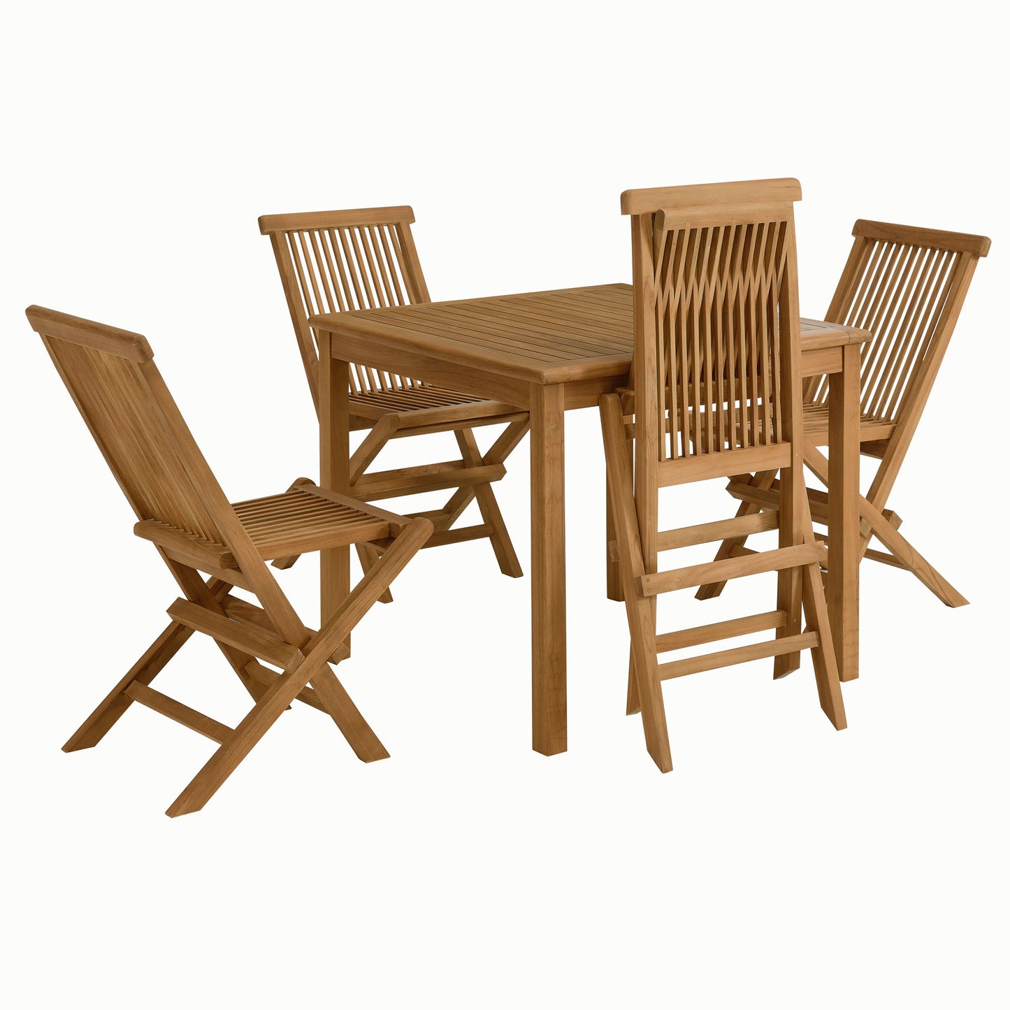 Vienna 5-Piece Outdoor Patio Teak Wood Dining Set with Folding Chairs in Natural by Modway (6931)