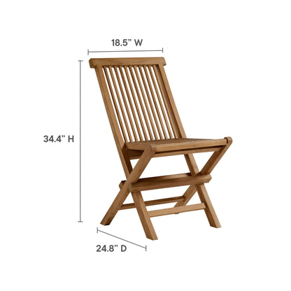 Vienna 5-Piece Outdoor Patio Teak Wood Dining Set with Folding Chairs in Natural by Modway (6931)