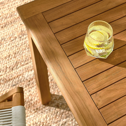 Vienna 5-Piece Outdoor Patio Teak Wood Dining Set with Rope Folding Chairs in Natural by Modway (6932)