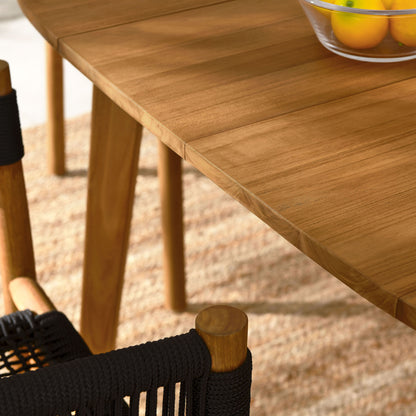 Vienna 5-Piece Outdoor Patio Teak and Rope Dining Set with Curved-Back Armchairs in Natural Black by Modway (6933)