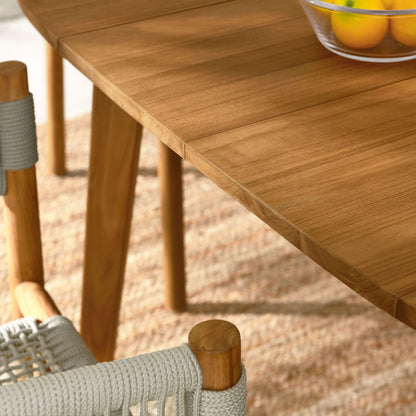 Vienna 5-Piece Outdoor Patio Teak and Rope Dining Set with Curved-Back Armchairs in Natural by Modway (6933)