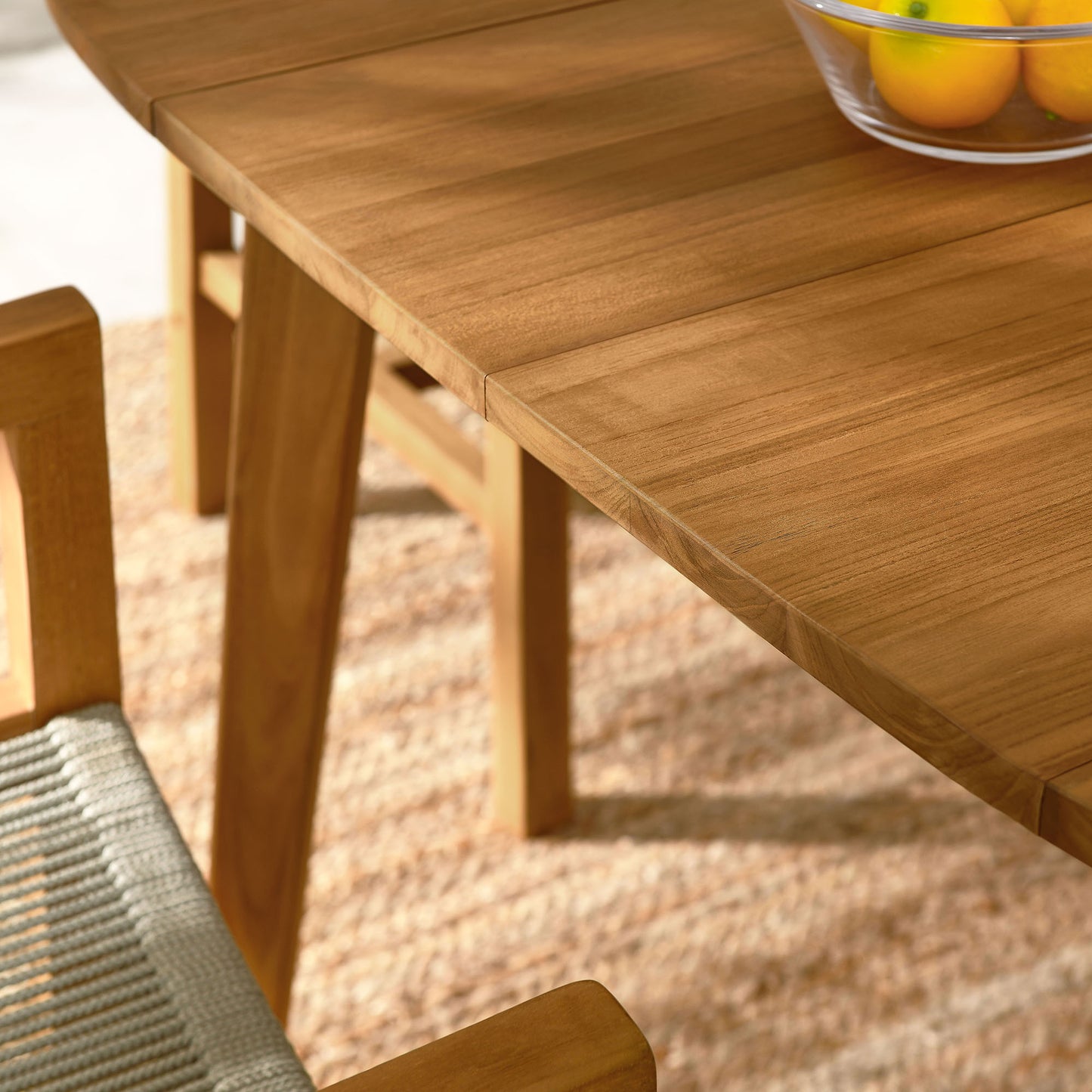 Vienna 5-Piece Outdoor Patio Teak and Rope Dining Set with Armchairs in Natural by Modway (6935)