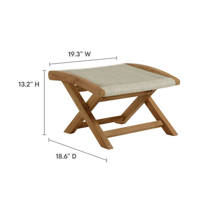 Vienna 2-Piece Outdoor Patio Teak and Rope Folding Accent Lounge Chair and Ottoman Set in Natural by Modway (6938)
