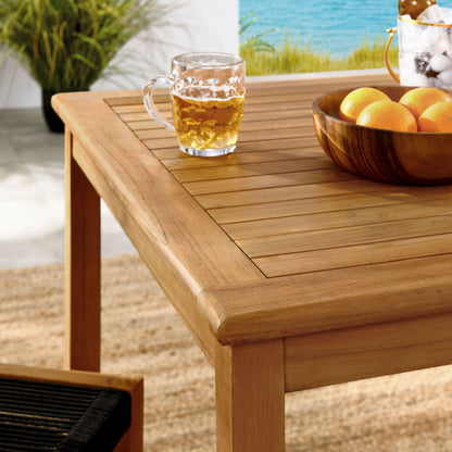 Vienna 3-Piece Outdoor Patio Teak and Rope Dining Set with Armless Chairs in Natural Black by Modway (6939)