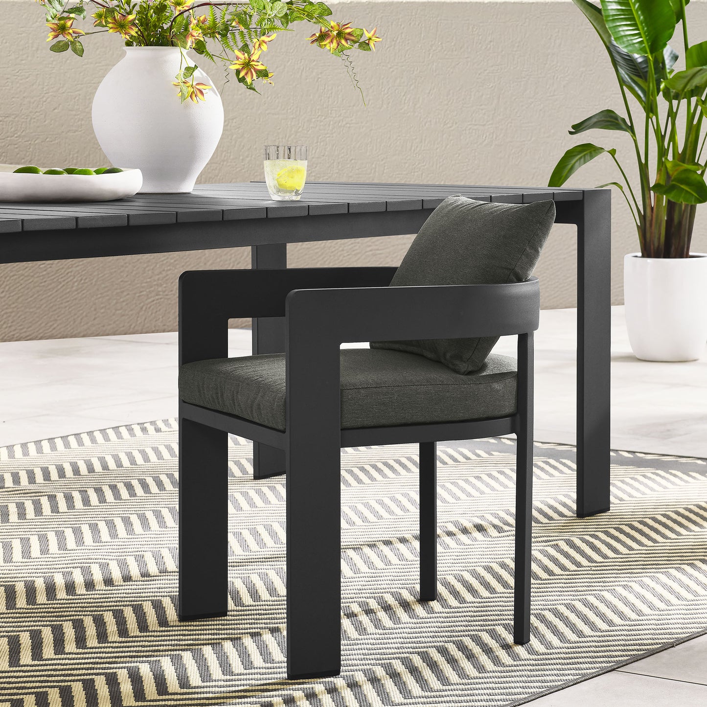Tahoe Outdoor Patio Aluminum Dining Chair in Gray Charcoal by Modway (7053)