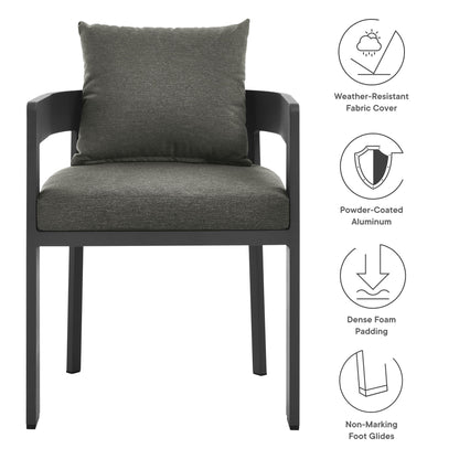 Tahoe Outdoor Patio Aluminum Dining Chair in Gray Charcoal by Modway (7053)