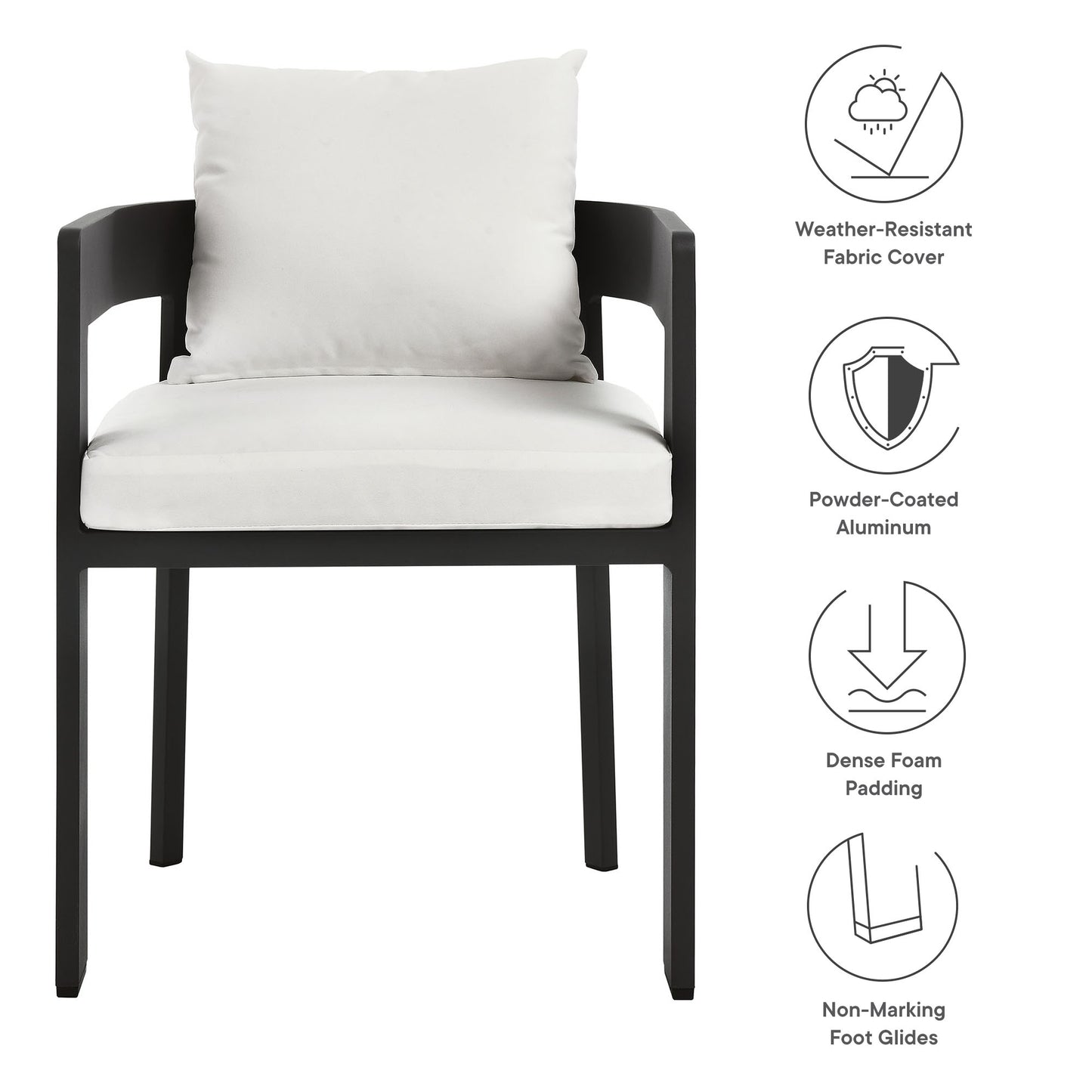 Tahoe Outdoor Patio Aluminum Dining Chair in Gray White by Modway (7053)