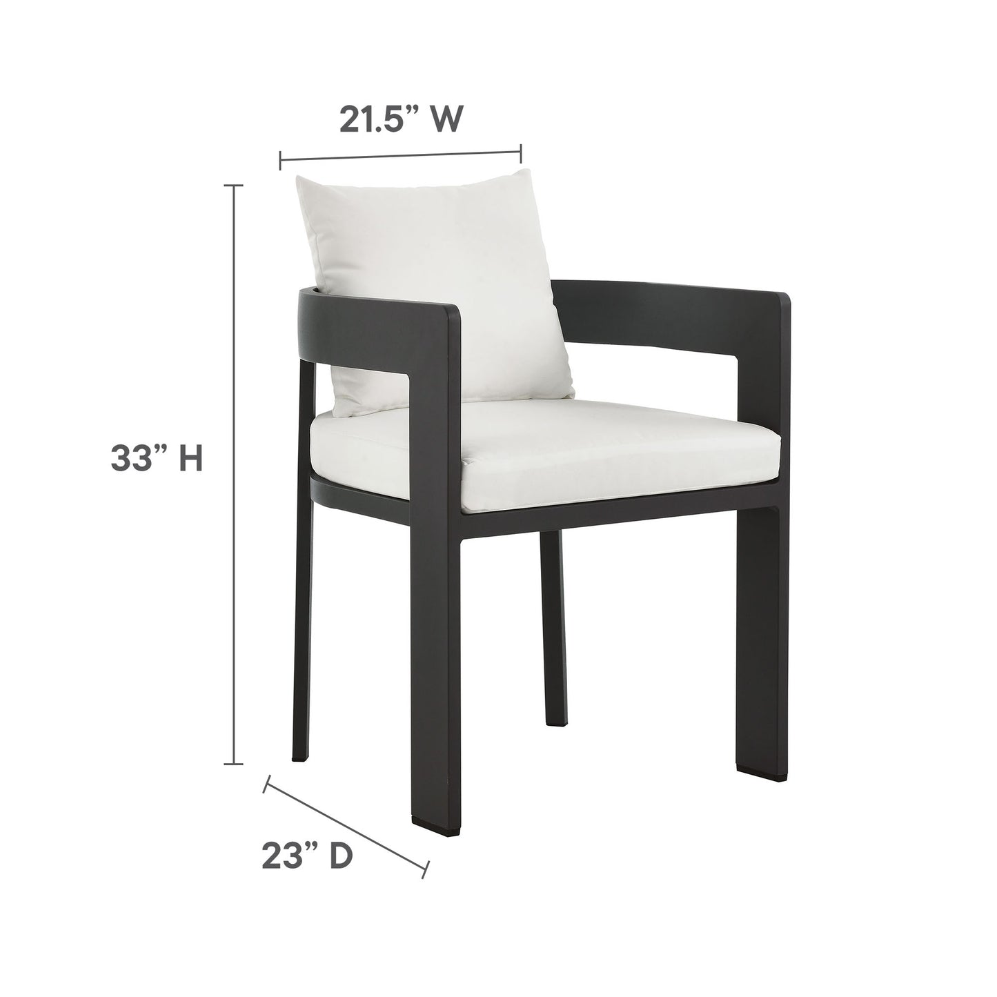 Tahoe Outdoor Patio Aluminum Dining Chair in Gray White by Modway (7053)