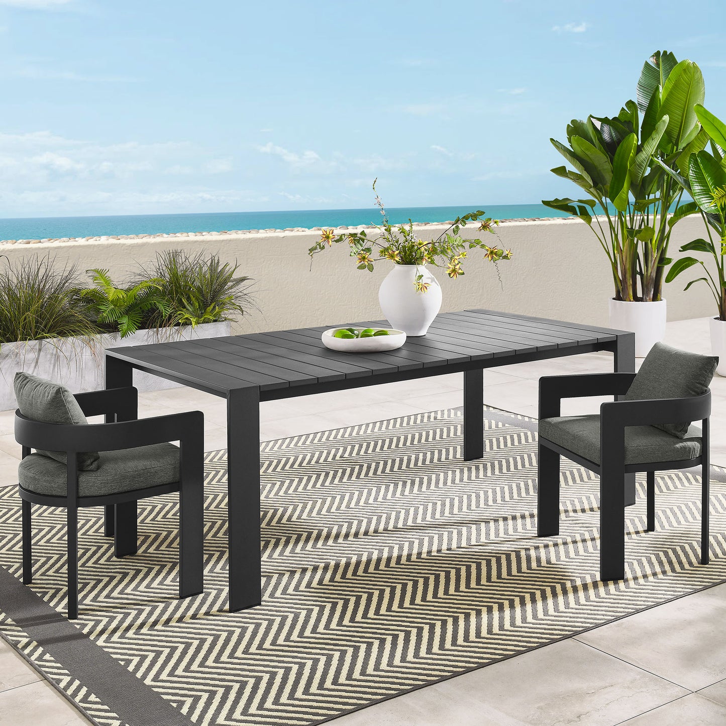 Tahoe Rectangular Outdoor Patio Aluminum Dining Table in Gray by Modway (7054)