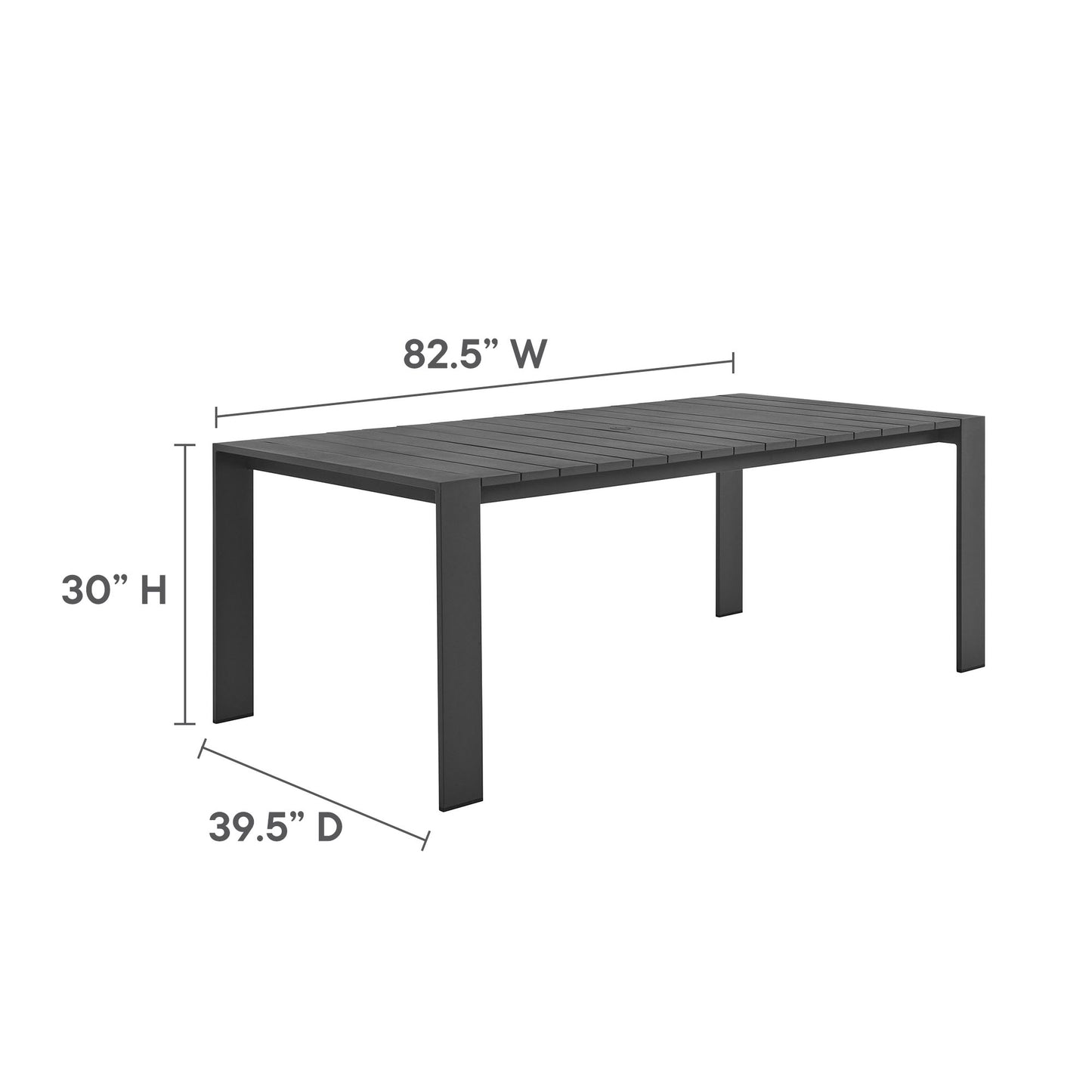 Tahoe Rectangular Outdoor Patio Aluminum Dining Table in Gray by Modway (7054)