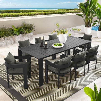 Tahoe 9-Piece Outdoor Patio Aluminum Dining Set in Gray Charcoal by Modway (7059)