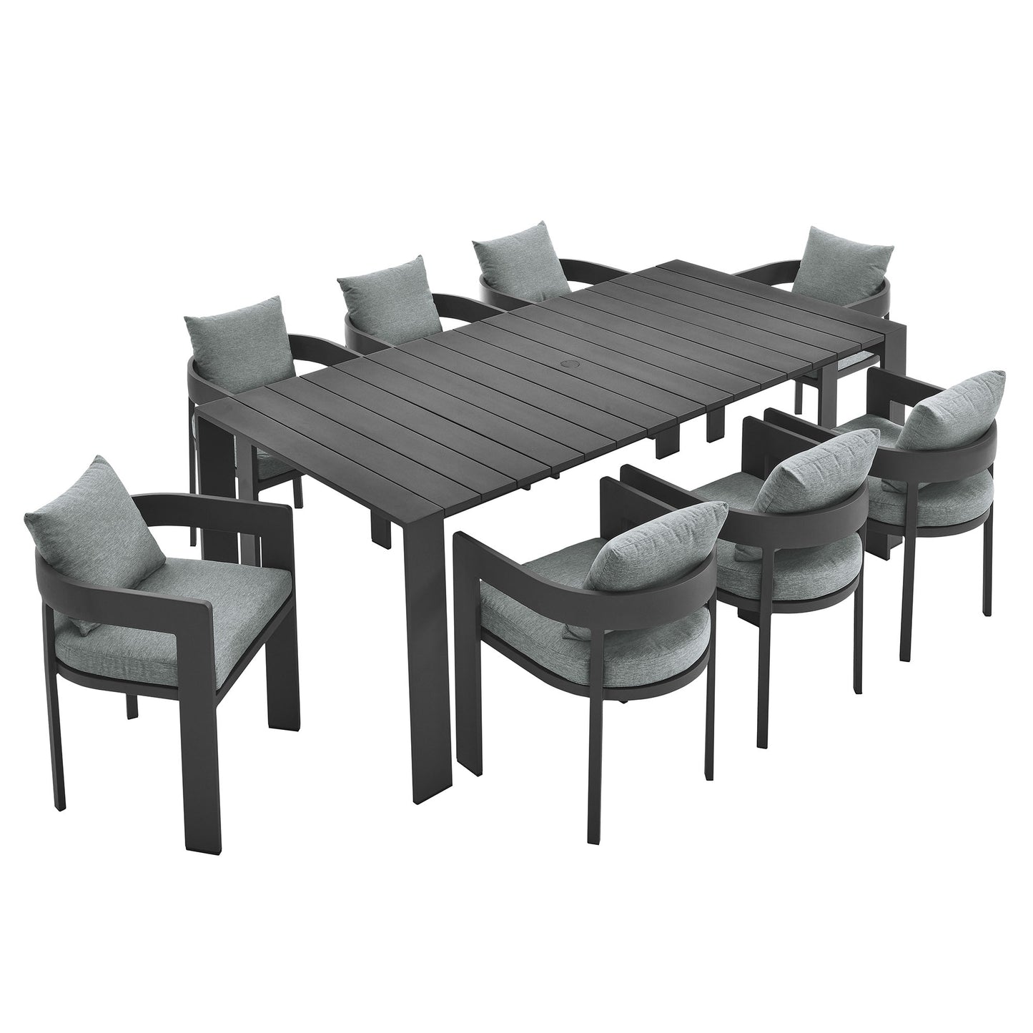 Tahoe 9-Piece Outdoor Patio Aluminum Dining Set in Gray Gray by Modway (7059)