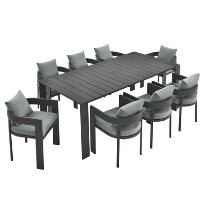 Tahoe 9-Piece Outdoor Patio Aluminum Dining Set in Gray Gray by Modway (7059)