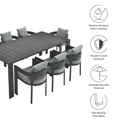 Tahoe 9-Piece Outdoor Patio Aluminum Dining Set in Gray Gray by Modway (7059)