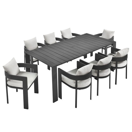 Tahoe 9-Piece Outdoor Patio Aluminum Dining Set in Gray White by Modway (7059)