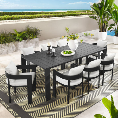 Tahoe 9-Piece Outdoor Patio Aluminum Dining Set in Gray White by Modway (7059)