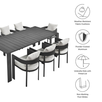 Tahoe 9-Piece Outdoor Patio Aluminum Dining Set in Gray White by Modway (7059)