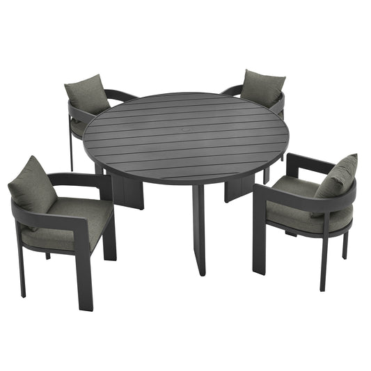 Tahoe 5-Piece Outdoor Patio Aluminum Dining Set in Gray Charcoal by Modway (7060)
