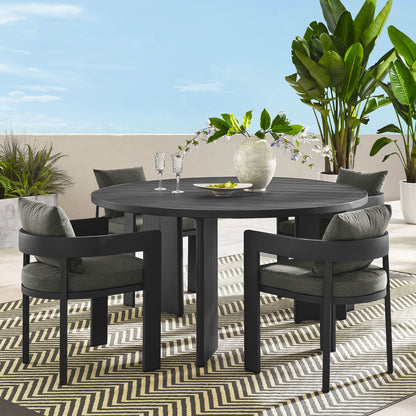Tahoe 5-Piece Outdoor Patio Aluminum Dining Set in Gray Charcoal by Modway (7060)