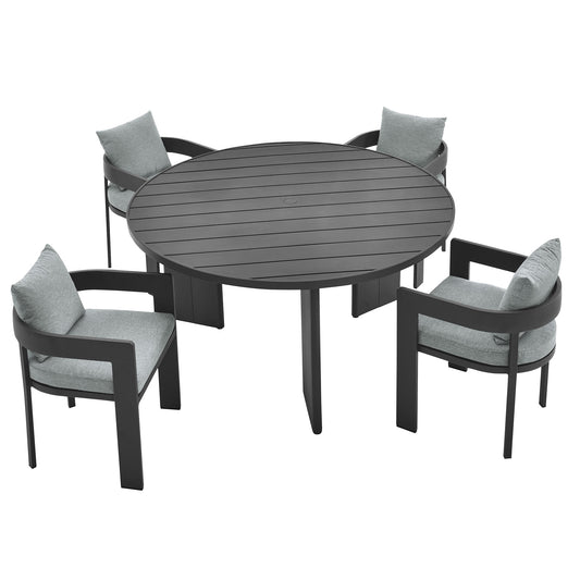 Tahoe 5-Piece Outdoor Patio Aluminum Dining Set in Gray Gray by Modway (7060)