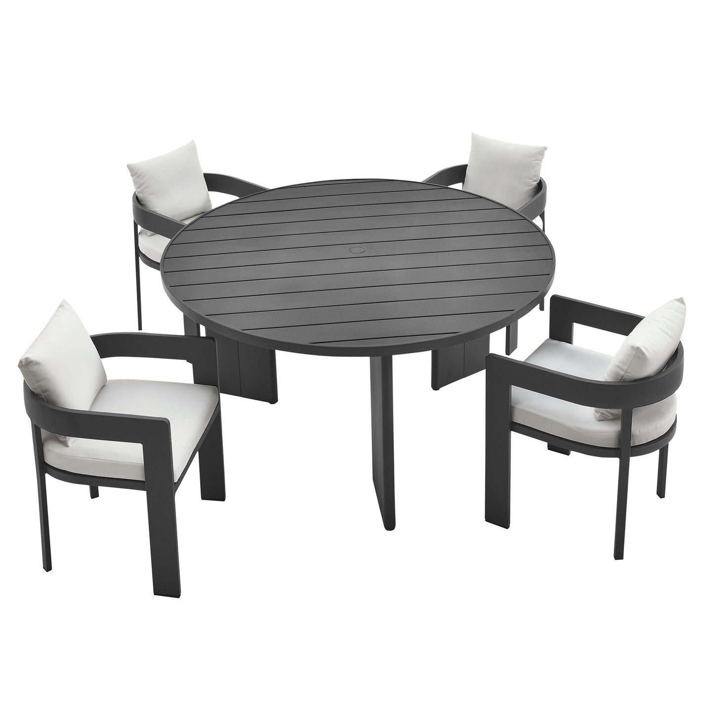 Tahoe 5-Piece Outdoor Patio Aluminum Dining Set in Gray White by Modway (7060)