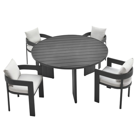 Tahoe 5-Piece Outdoor Patio Aluminum Dining Set in Gray White by Modway (7060)