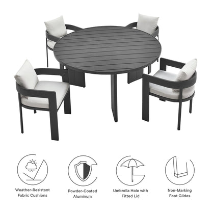 Tahoe 5-Piece Outdoor Patio Aluminum Dining Set in Gray White by Modway (7060)