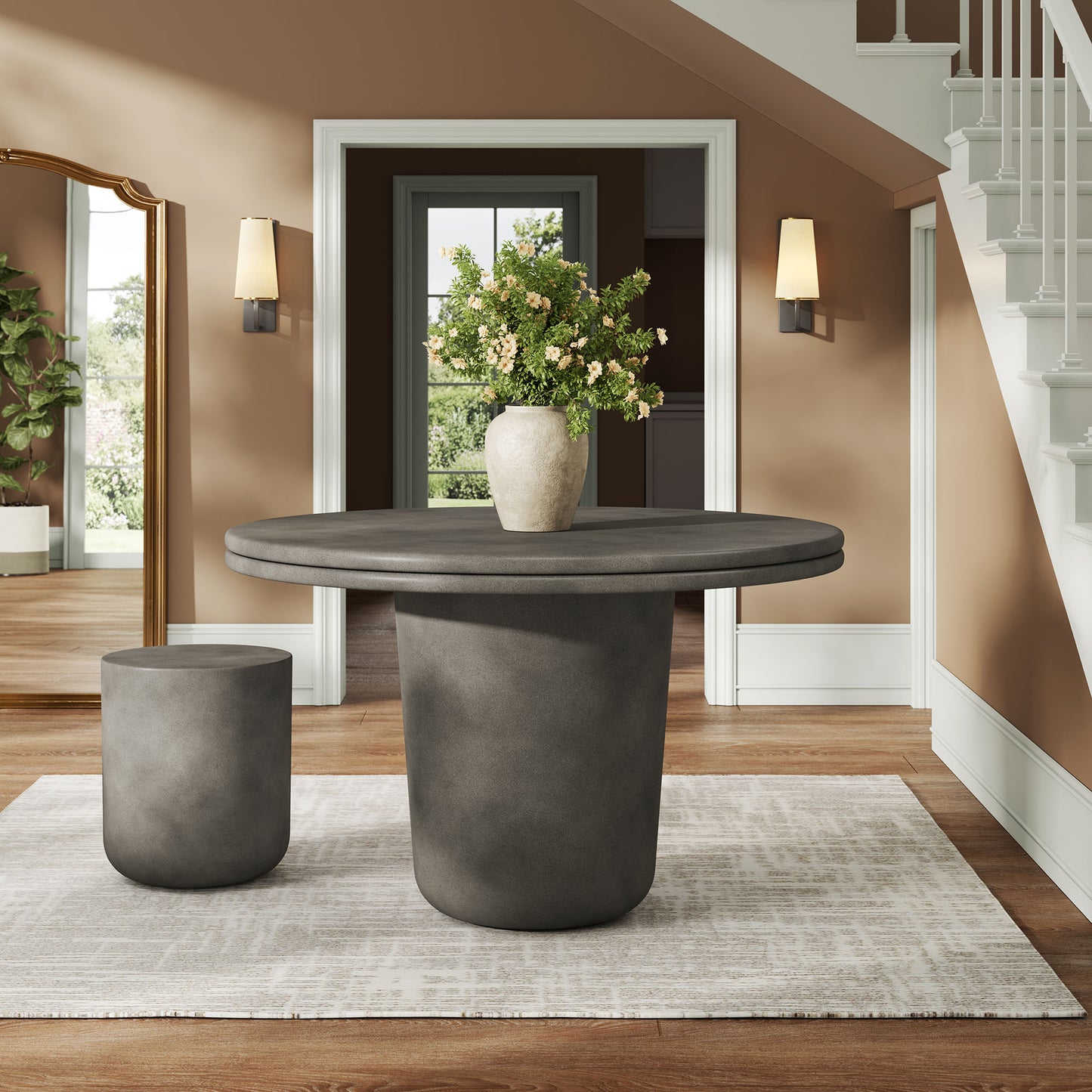 Brion 48" Indoor - Outdoor Patio Concrete Round Dining Table in Gray by Modway (7087)