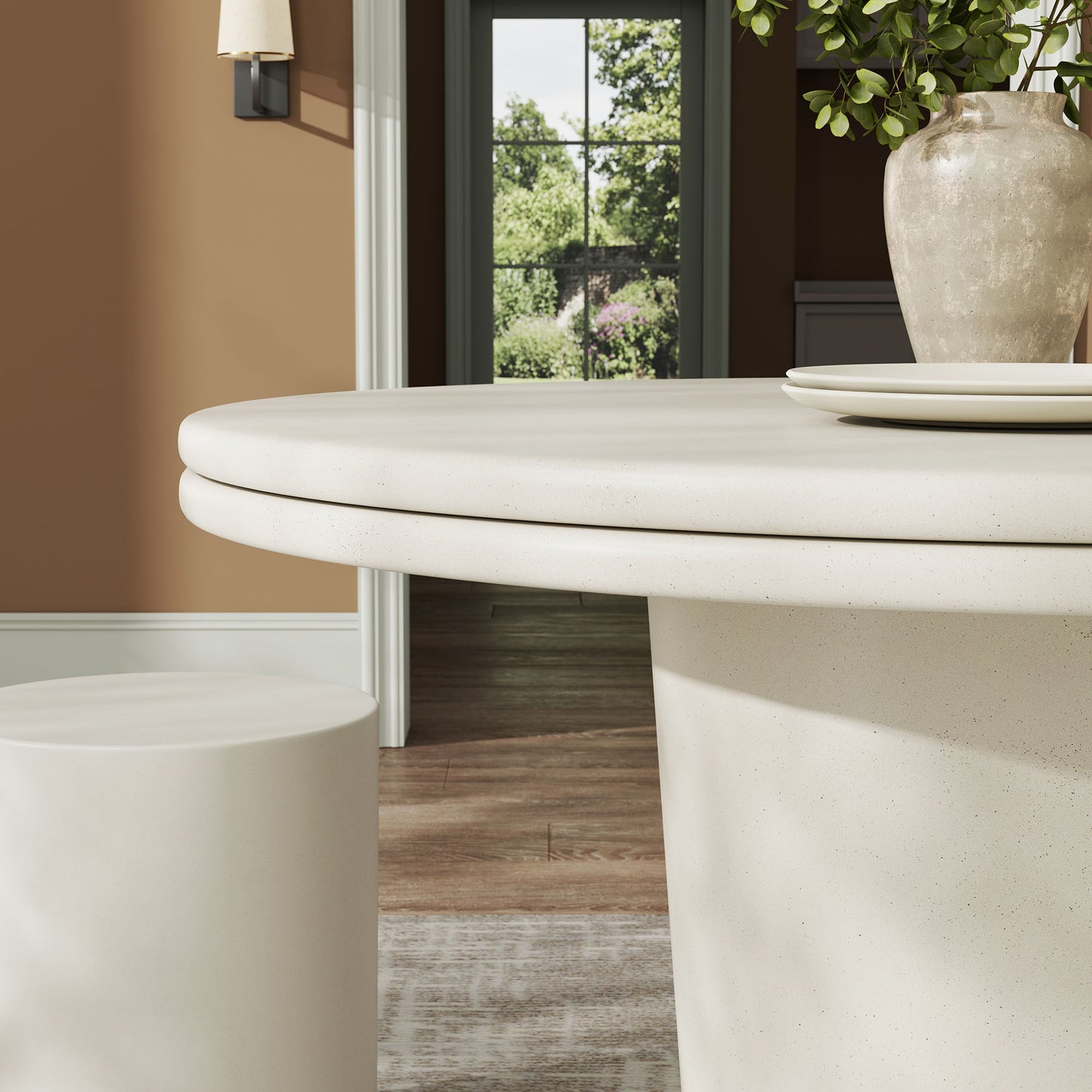 Brion 48" Indoor - Outdoor Patio Concrete Round Dining Table in White by Modway (7087)