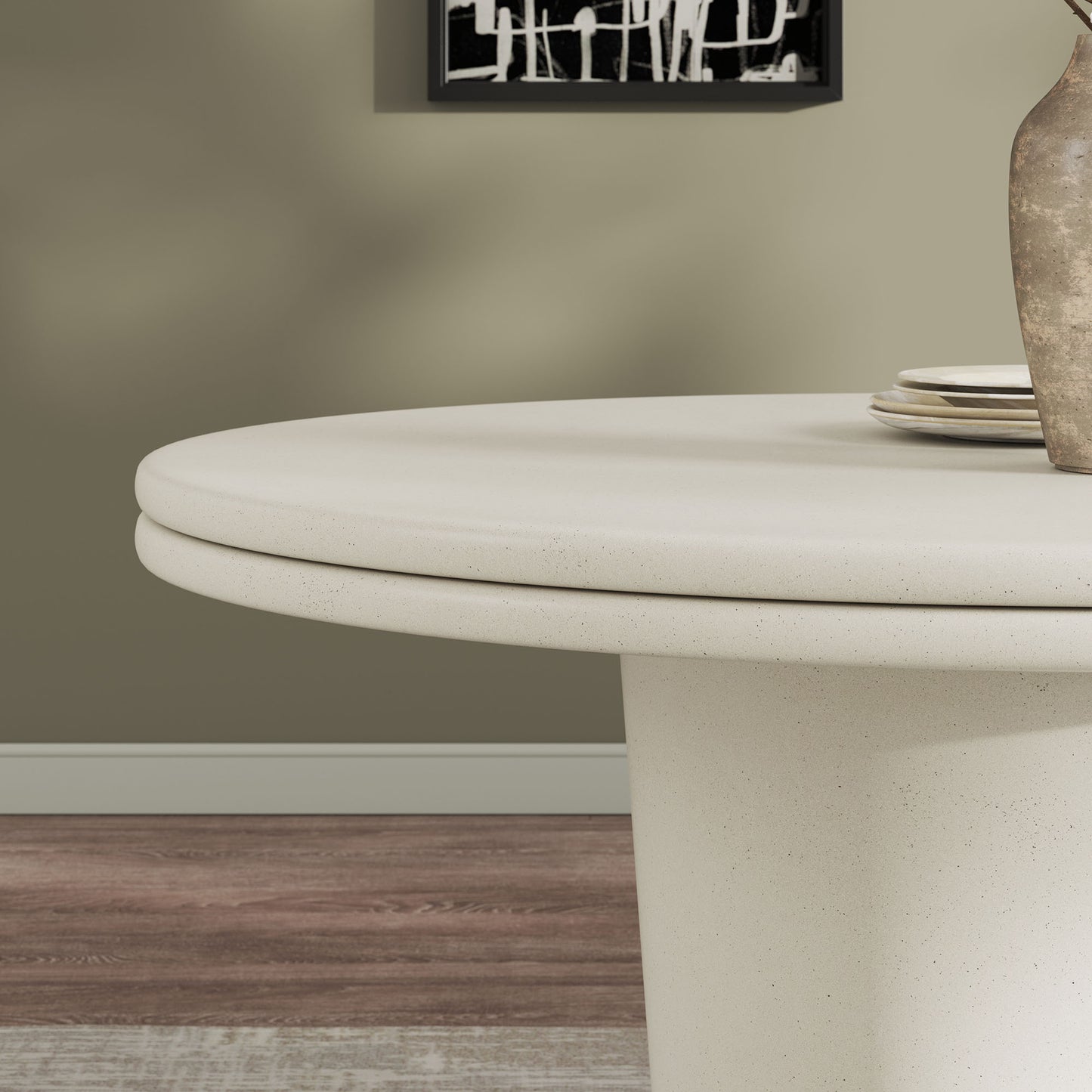 Brion 48" Indoor - Outdoor Patio Concrete Round Dining Table in White by Modway (7087)