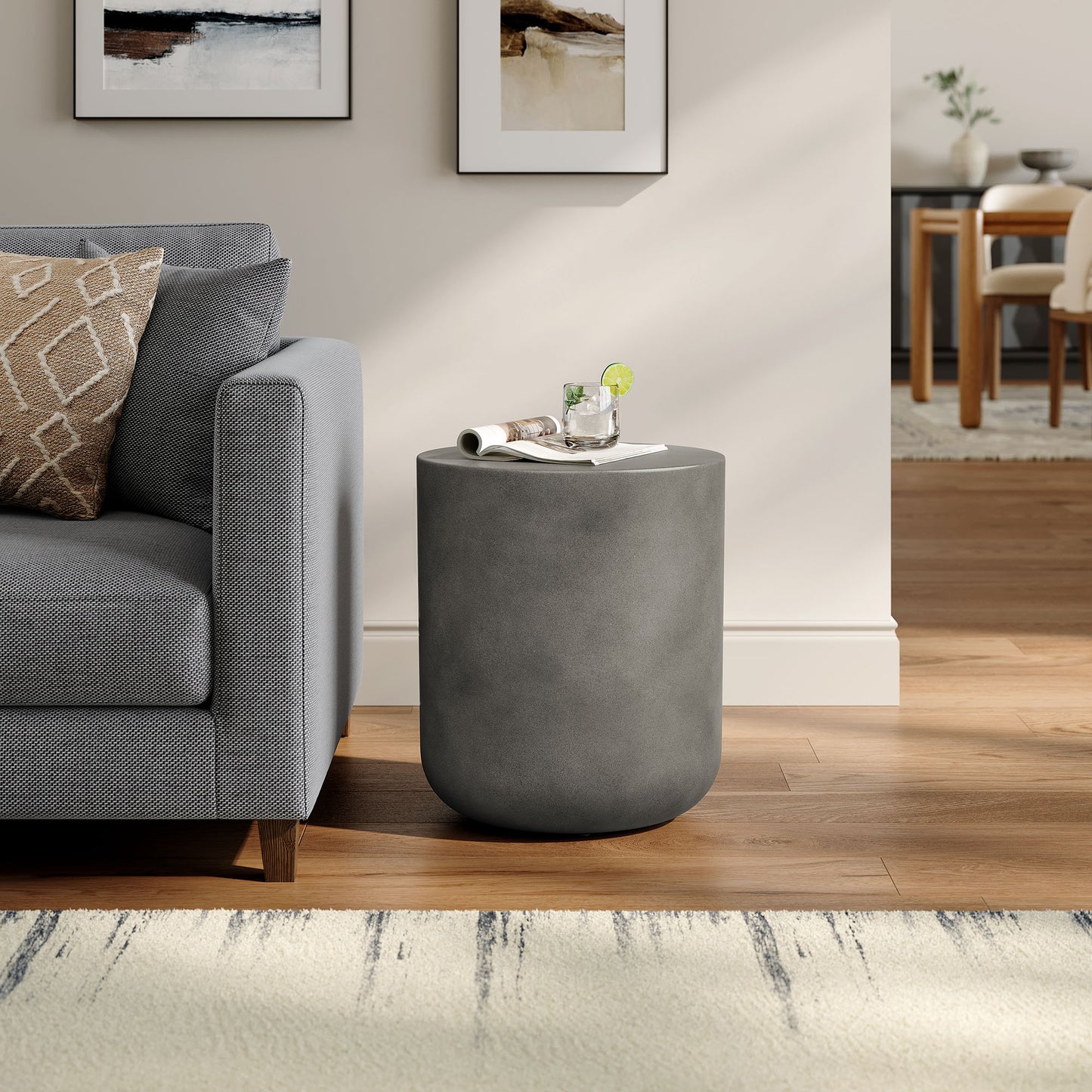 Brion Indoor - Outdoor Patio Concrete Stool in Gray by Modway (7088)