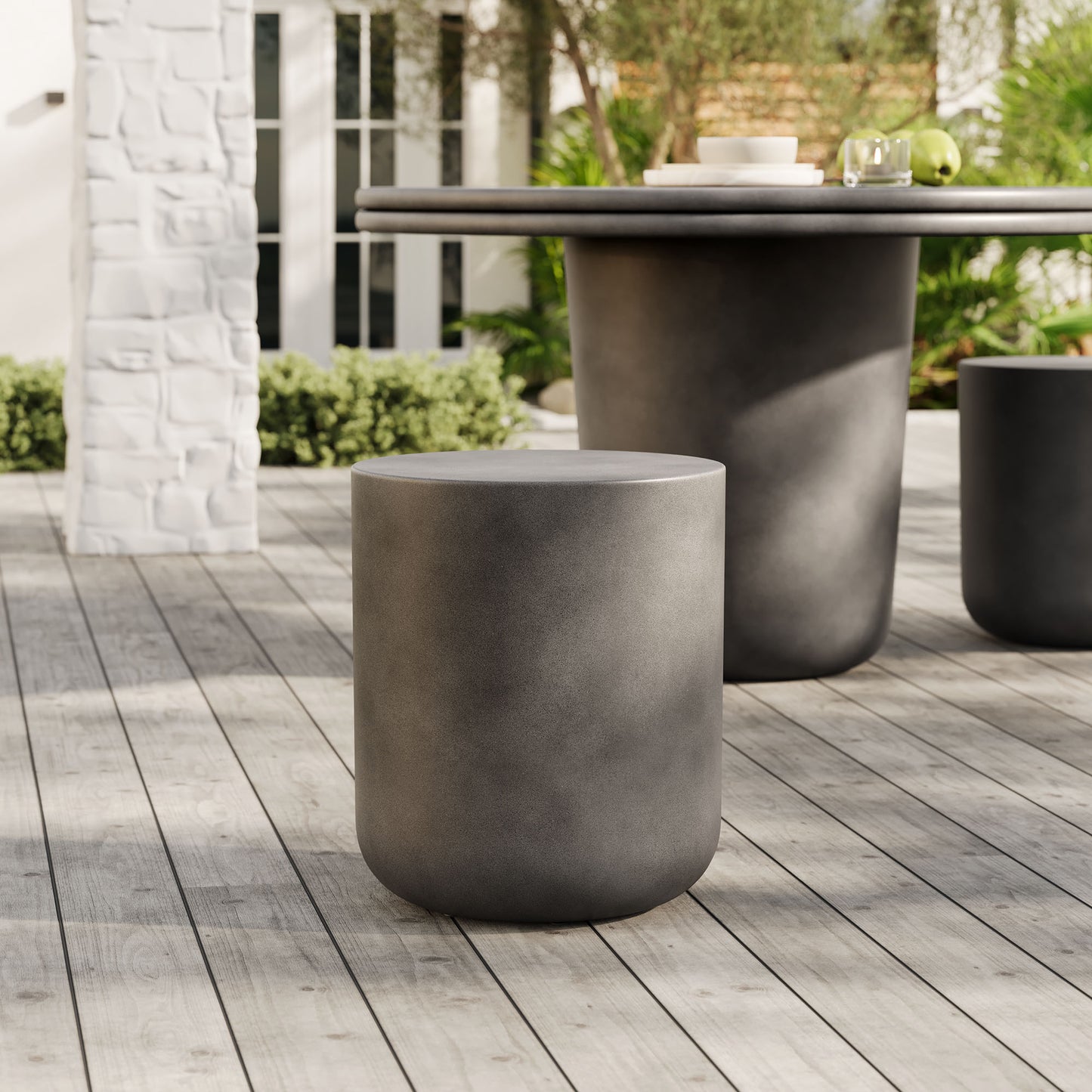Brion Indoor - Outdoor Patio Concrete Stool in Gray by Modway (7088)