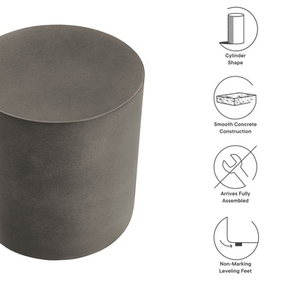 Brion Indoor - Outdoor Patio Concrete Stool in Gray by Modway (7088)