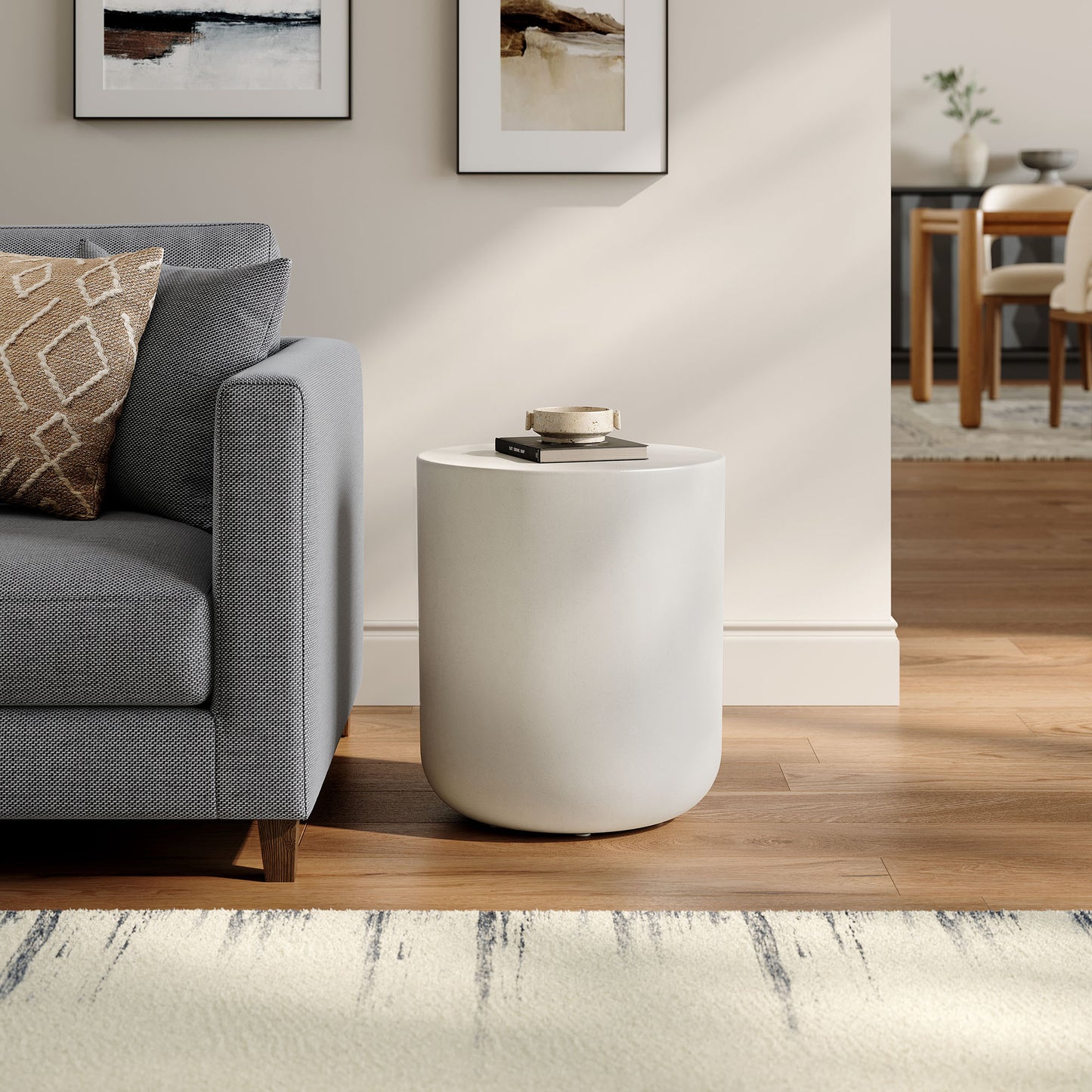 Brion Indoor - Outdoor Patio Concrete Stool in White by Modway (7088)
