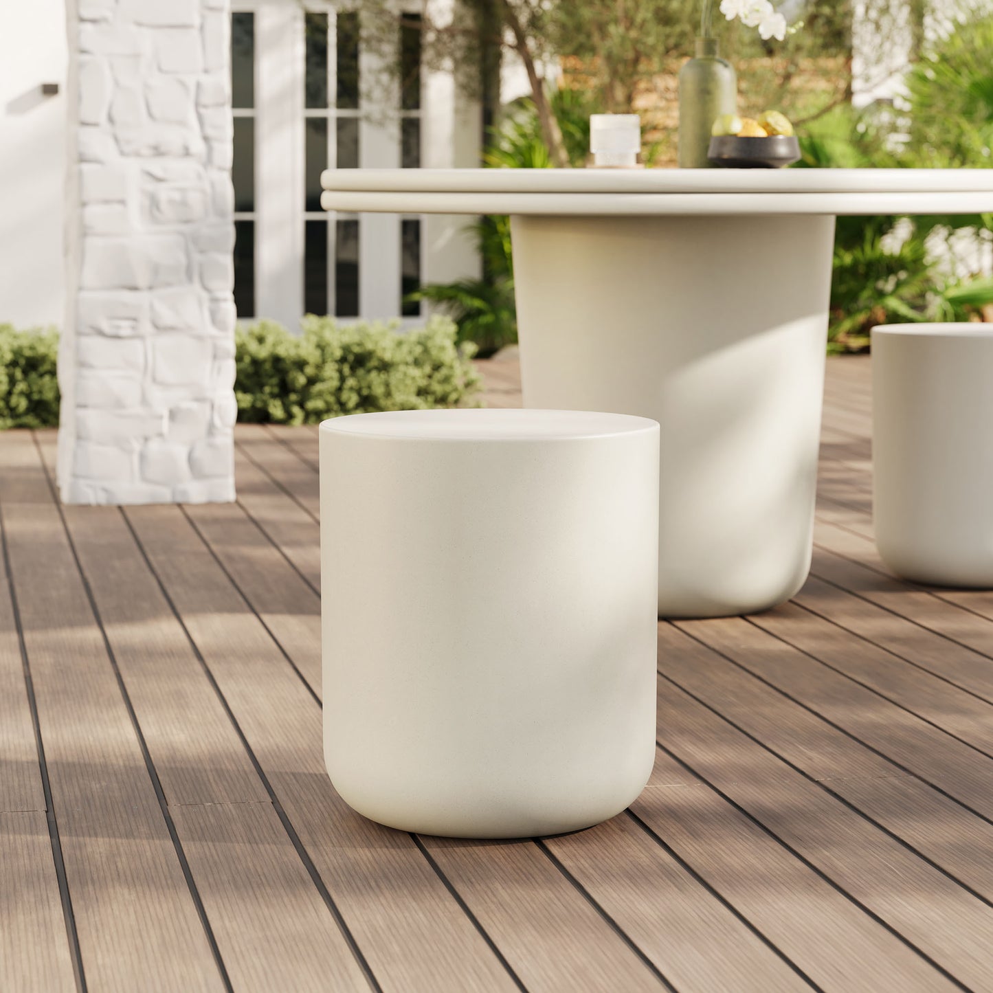 Brion Indoor - Outdoor Patio Concrete Stool in White by Modway (7088)