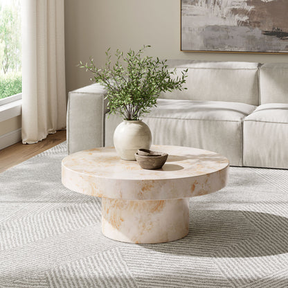 Alora Indoor - Outdoor Patio Concrete Round Coffee Table in Honey Onyx by Modway (7091)